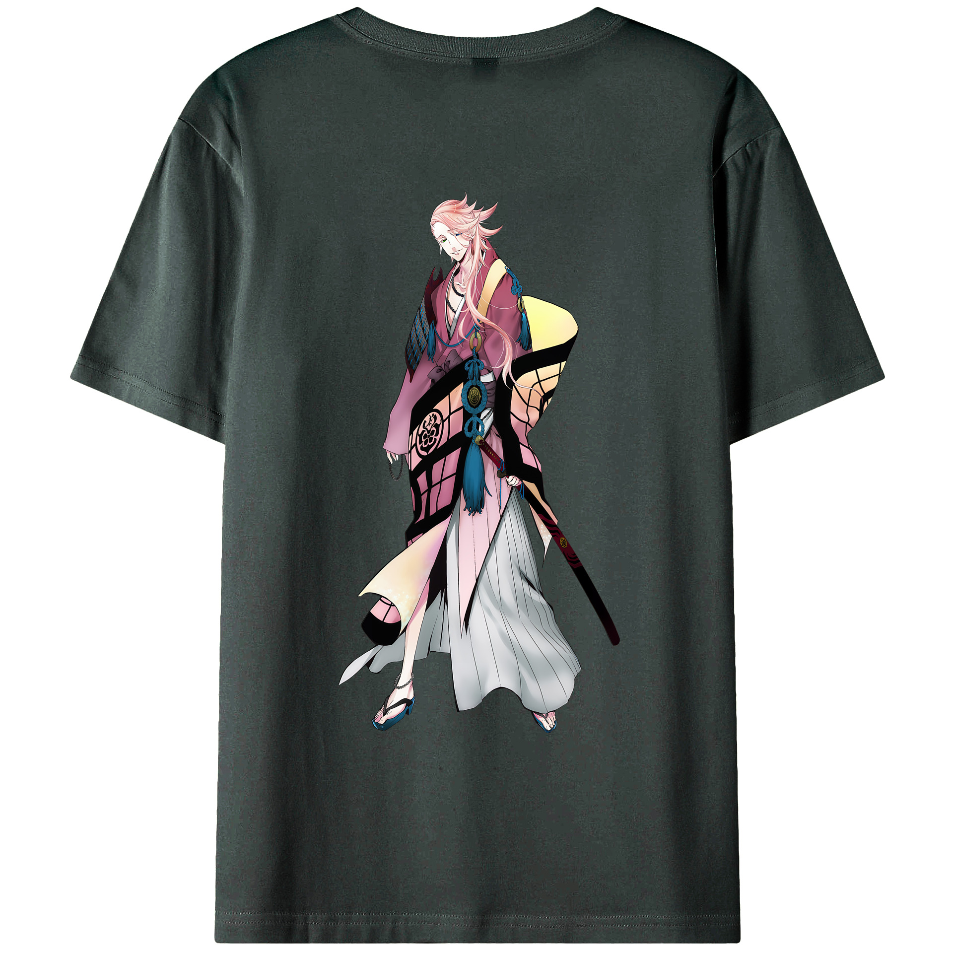 （画像用） 刀剣乱舞 Touken Ranbu 綿100％ メンズ半袖Tシャツ（バックプリント） 通気性